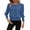 Blue, variant on Women's Summer Elegant Round Neck Puff Sleeve Blouse Smocked Waist Textured Casual Solid T Shirts for Work Daily Wear Light Blue
