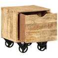thumbnail image 5 of vidaXL Side Table with Drawer Wheels Mango Wood 40x40x45 cm, 5 of 5