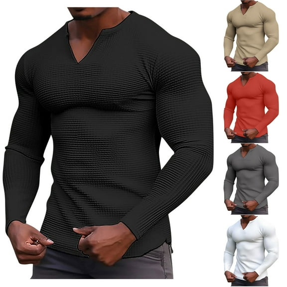 Puntoco Mens Sweater V-neck Knit Sweaters Casual Waffle Pullover Sweater for Men White 10(XL)