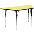 thumbnail image 1 of 29.5''W x 57.25''L Trapezoid Yellow Thermal Laminate Activity Table - Standard Height Adjustable Legs, 1 of 5