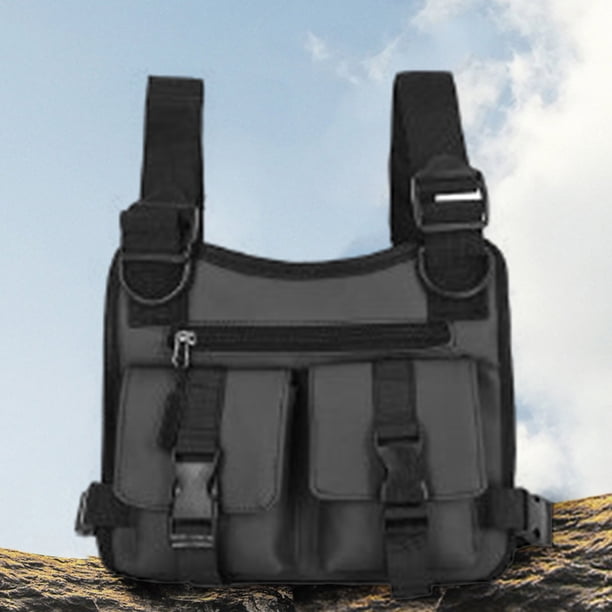 Bolsas de pecho para hombre Bolsa de chaleco funcional Street Boy Hip-hop Tactics para viajes (gris) Ehuebsd Para estrenar