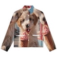 thumbnail image 4 of Jackets for Women Winter Coat Jackets Flannel Stand Collar Jacket(Puppy with Ice Cream Cone,Size:S-4XL), 4 of 7