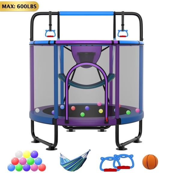 Cochan Trampoline for Kids 5FT 600LBS Toddler Trampoline with Enclosure Net and Handlebar, Mini Small Kids Trampoline for Age 1-6, Birthday Gift for Kids