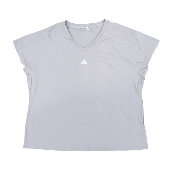 Adidas Plus Size Train Essentials V-Neck T-Shirt Logo Medium Grey Heather 2X New