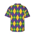 thumbnail image 3 of Picia Mardi Gras Gentle Cotton Regular Fit Short Sleeve Casual Hawaiian Shirt for Men-Large, 3 of 9