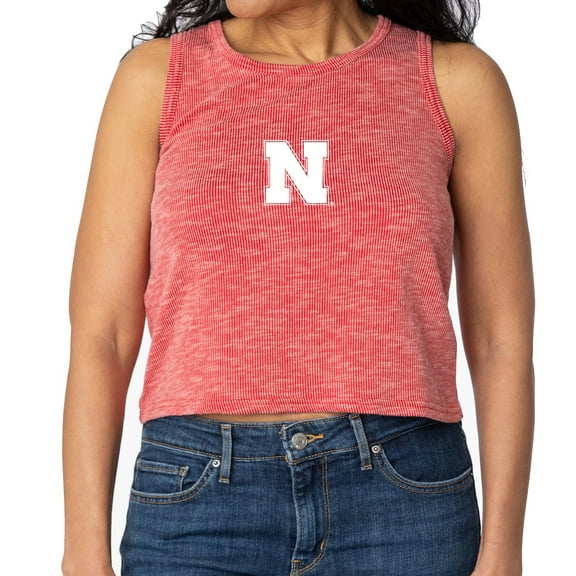 Women's Scarlet Nebraska Huskers Brie Sandwash Tri-Blend Cropped Tank Top