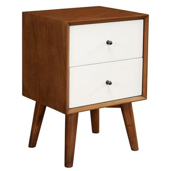 26 x 18 x 15 in. Brown & White Century Modern Wood 2 Drawer Nightstand