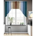 thumbnail image 3 of Blue Brown Kitchen Curtains Swag Valance for Windows/Bathroom/Cafe, Farmhouse Wood Grain Vintage Vertical Striped Rod Pocket Drape Panel Swag Curtains Valance for Bedroom/Living Room 56"x36", 3 of 6