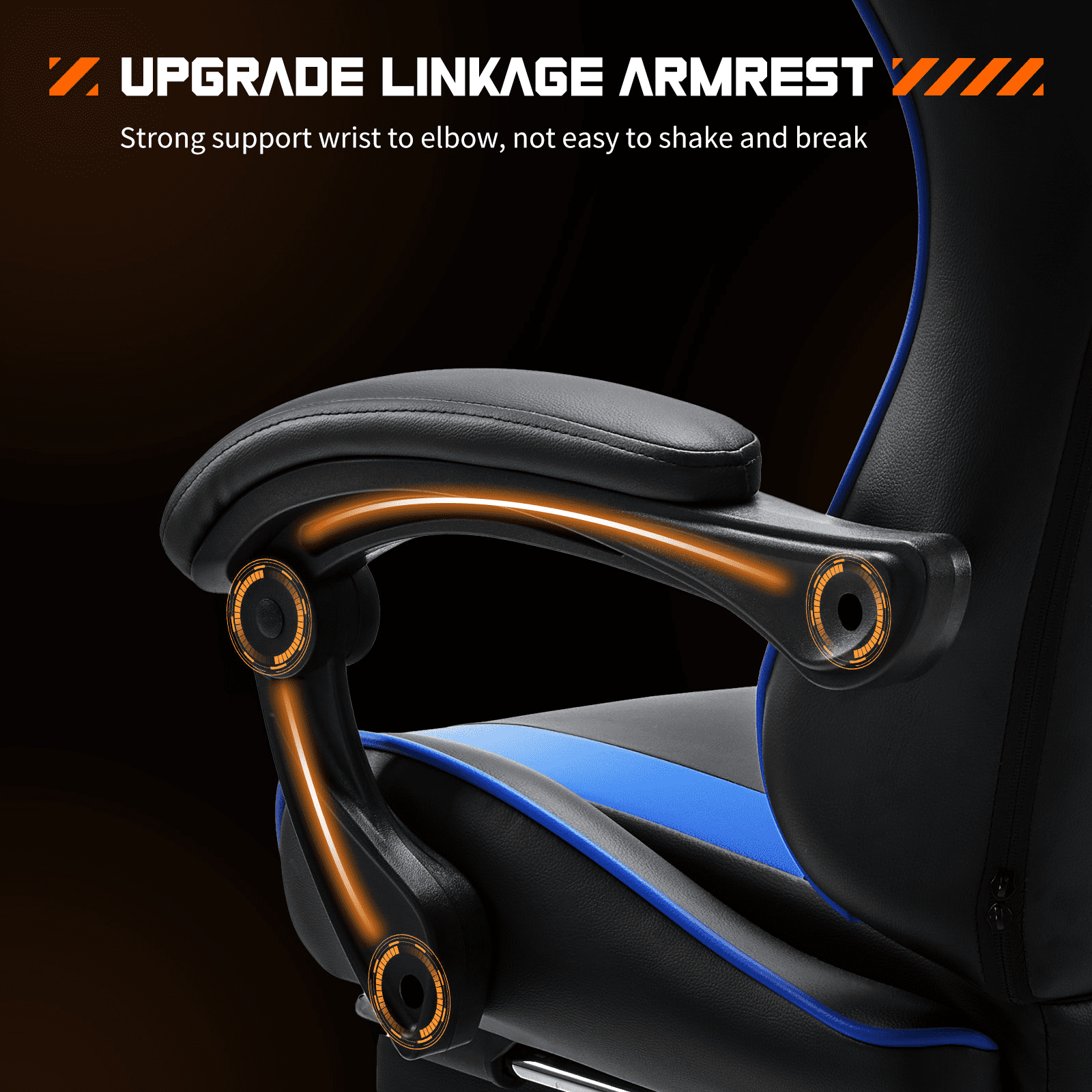 MAYEERTY Video Game Desk Chair - Ergonomic Computer with Footrest and Comfy Lumbar Support, PU Leather Recliner with Headrest, Fixed Up Armrest,
