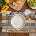 thumbnail image 4 of Texas Star Vintage Placemats Set of 4, Berry Navy Blue Brown Wooden Placemats for Dining Table, Place Mats for Kitchen Tabletop, Waterproof Wipeable Dining Table Mats Set, 4 of 9