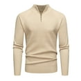 thumbnail image 4 of Miluxas Men's Quarter Zip Pullover Sweater Cable Knit Mock Neck Sweater Classic Casual Sweater Beige S(S), 4 of 4