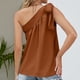 thumbnail image 4 of Blusa sin mangas con pajarita, marrón claro, corte holgado para mujer, talla XL, estilo veraniego sofisticado, 4 of 6