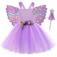 thumbnail image 4 of Vestido de tul con tutú de hada y mariposa de lavanda para niñas, disfraz con alas para fiesta de cumpleaños de carnaval, vestido de princesa de tul, vestido de baile, 4 of 5