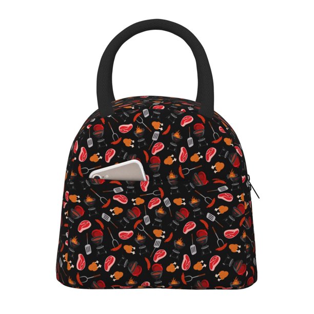 Fotbe BBQ Bolsa de Almuerzo con Estampado, Lonchera Aislada, Contenedor de Comida Reutilizable Tipo Cooler a Prueba de Fugas