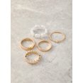 thumbnail image 5 of Time and Tru Women’s Gold-Tone and Pearlescent Rings Set, 5-Piece, 5 of 5