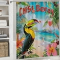 thumbnail image 6 of Orinice Bird Beach Tropical Scene Bathroom Decor Set - Colorful Luxurious Graphic Print Polyester Fabric Shower Curtain Set with Hooks 36x72, 6 of 7