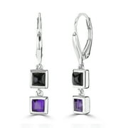 Gemistry "GG Collection" Square Gemstone Drop Earrings in Sterling Silver