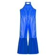 thumbnail image 5 of iiniim Kids Girls Disco Outfit 70s 80s Prom Sparkle Flare Jumpsuit Rave Party Full Bodysuit Royal Blue 14, 5 of 7