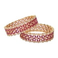thumbnail image 4 of Ratnavali Jewels CZ Zirconia Gold Plated Designer Red White Baguette Bracelet Bollywood Wedding Bangle Jewelry Women, 4 of 6