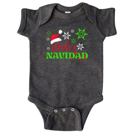 

Inktastic Feliz Navidad with Santa Hat and Green Snowflakes Gift Baby Boy or Baby Girl Bodysuit