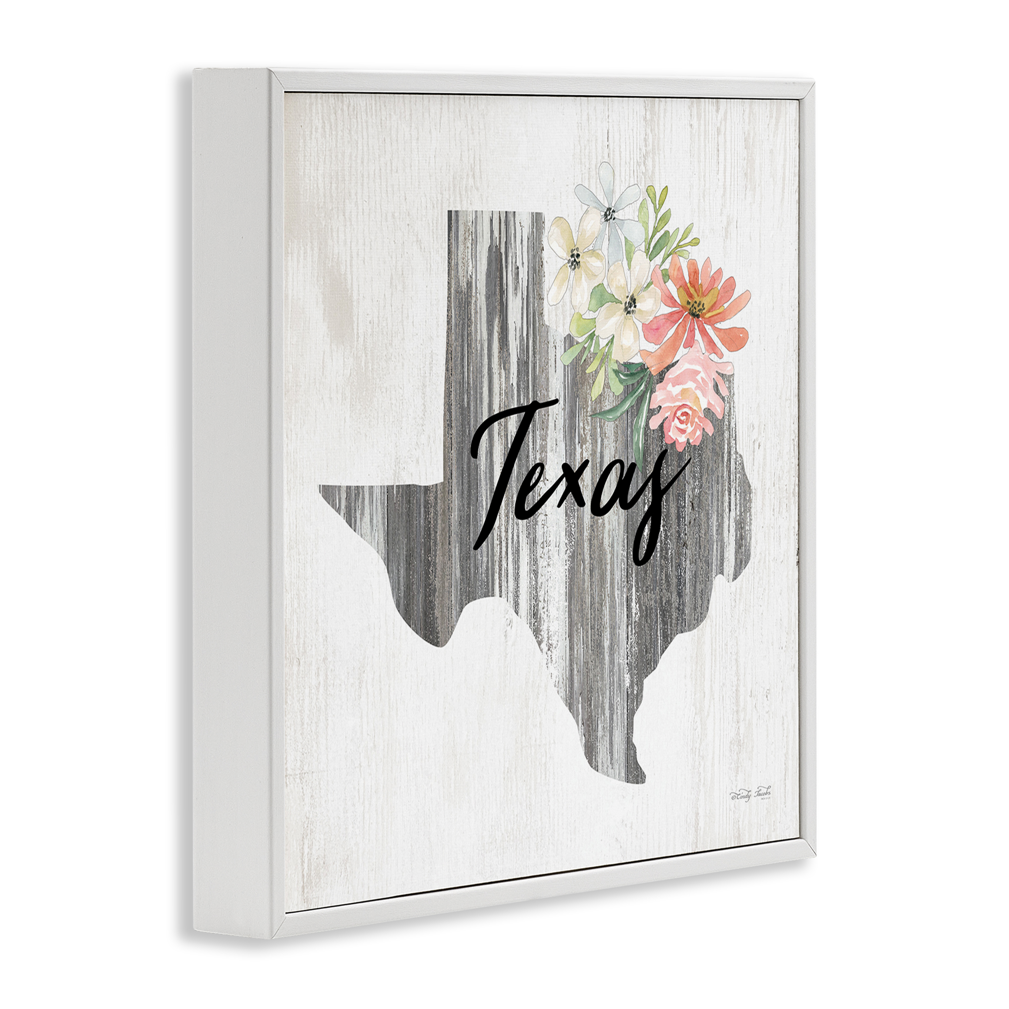 Stupell Industries Shabby Chic Texas Botanical & Floral Painting White Framed Art Print Wall Art, 12 x 12