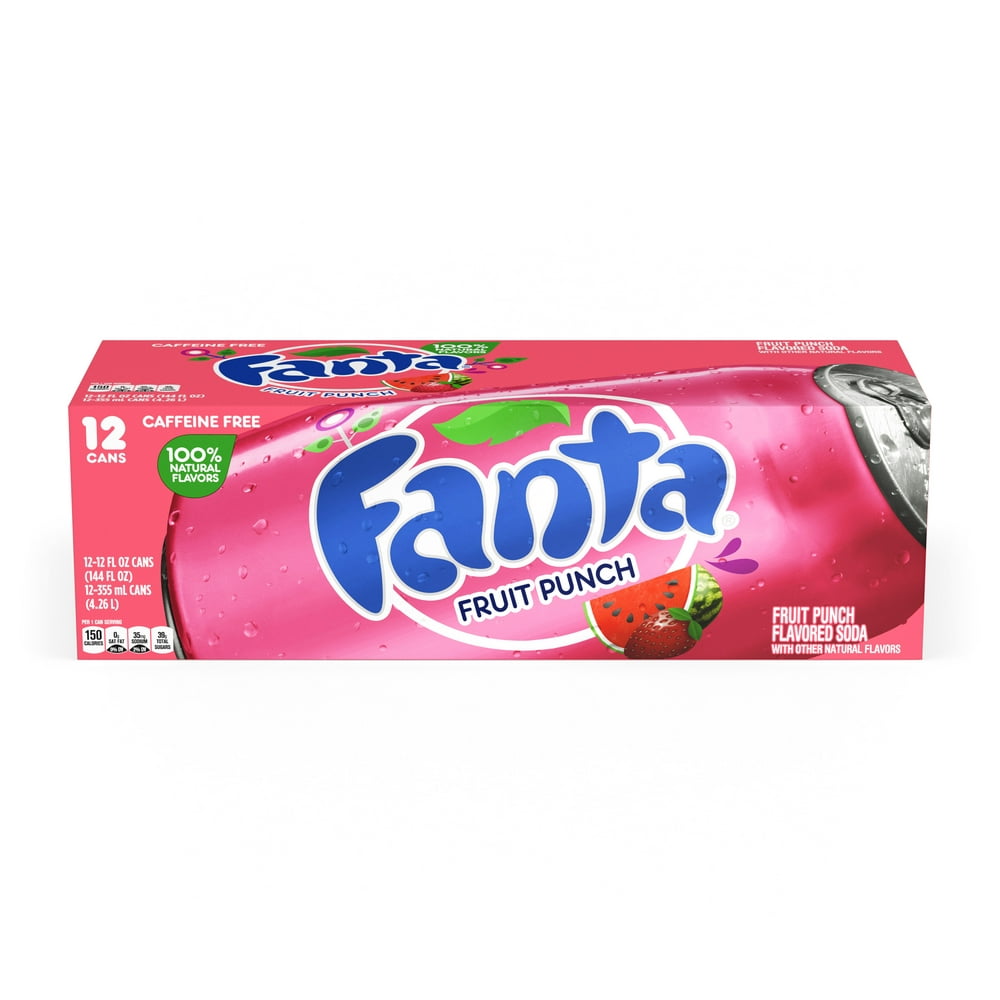 Fanta Fruit Punch Fruit Flavored Soda Soft Drink, 12 fl oz, 12 Pack ...