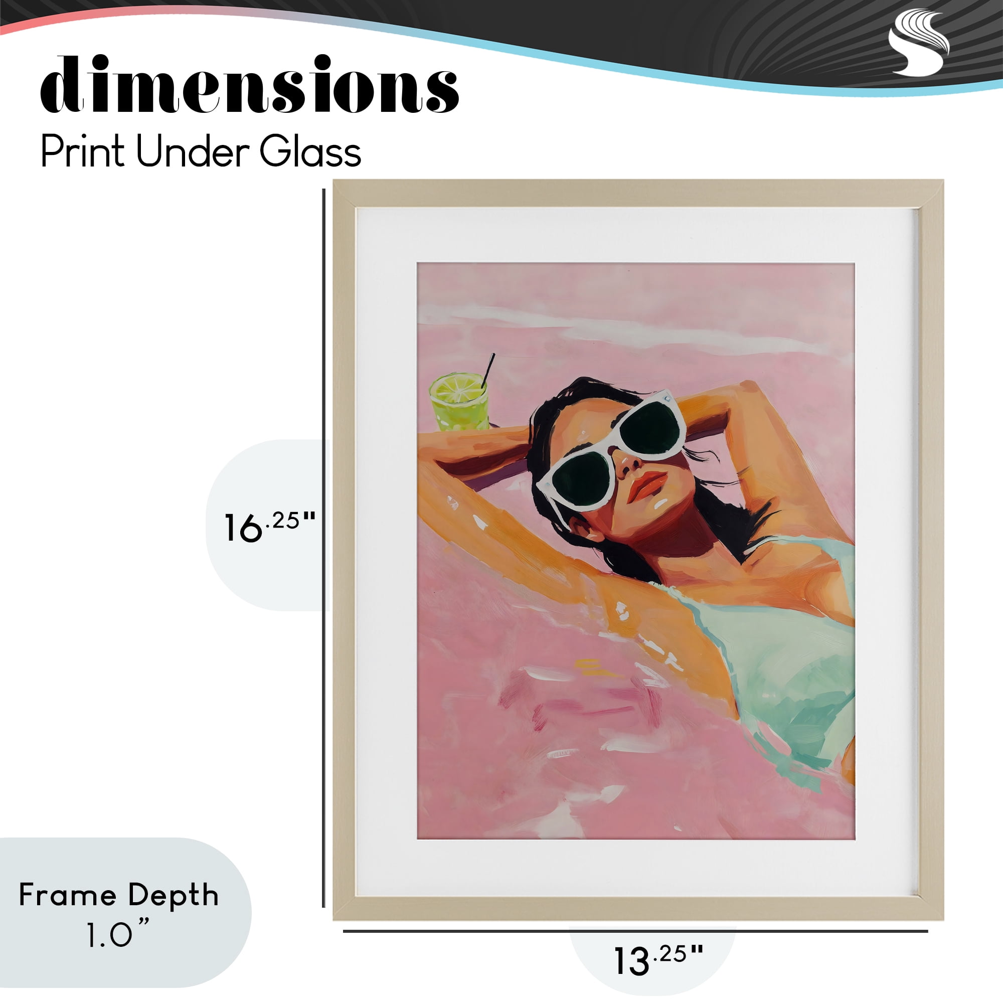 Stupell Industries Trendy Summer Girl Birch Framed Print Under Glass, design by The Prints Vibe