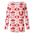 thumbnail image 3 of Striped Clown Print Casual Long Sleeve Crewneck T Shirt Soft Blended Top For Everyday Wear, 3 of 3