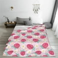 thumbnail image 5 of Rateoe Floral Strawberr Print Fuzzy Fleece Throw Blanket Extra Large,Super Soft,Fluffy and Warm Blankets for Couch,Bed,All Season Use (50"x40"), 5 of 8