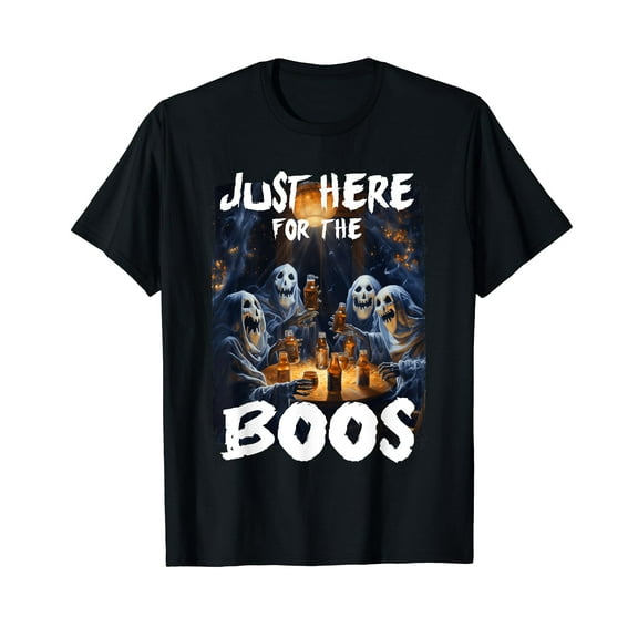 I'm Just Here For The Boos Ghost Funny Men Women Halloween Black T-Shirt