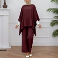 thumbnail image 2 of Elegant Women'S 2-Piece Cape Tunic & Wide-Leg Palazzo Pants Set - Flowy Casual Outfit For Daily & Dressy Occasions, 2 of 4