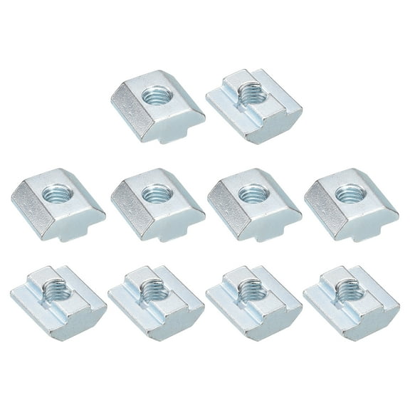 T Nuts, 10pcs - Galvanized Carbon Steel T Slot Bolts, 4040 Series M8 Hammer Head Fastener, Sliding T Nuts for Aluminum Extrusion Profile (Silver)