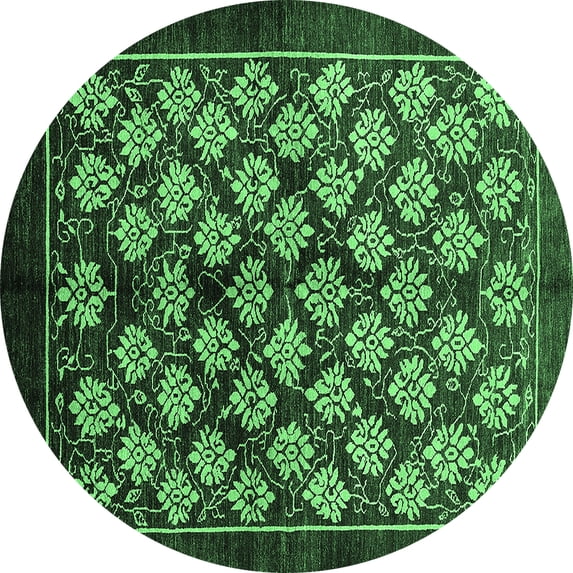 Ahgly Company Indoor Round Oriental Emerald Green Industrial Area Rugs, 8' Round