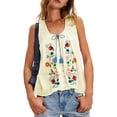 thumbnail image 3 of Women 'S Tie Front Tank Top Y2k Floral Babydoll Crop Vest Going Out Camisole Blouse Shirt Light Yellow S, 3 of 7