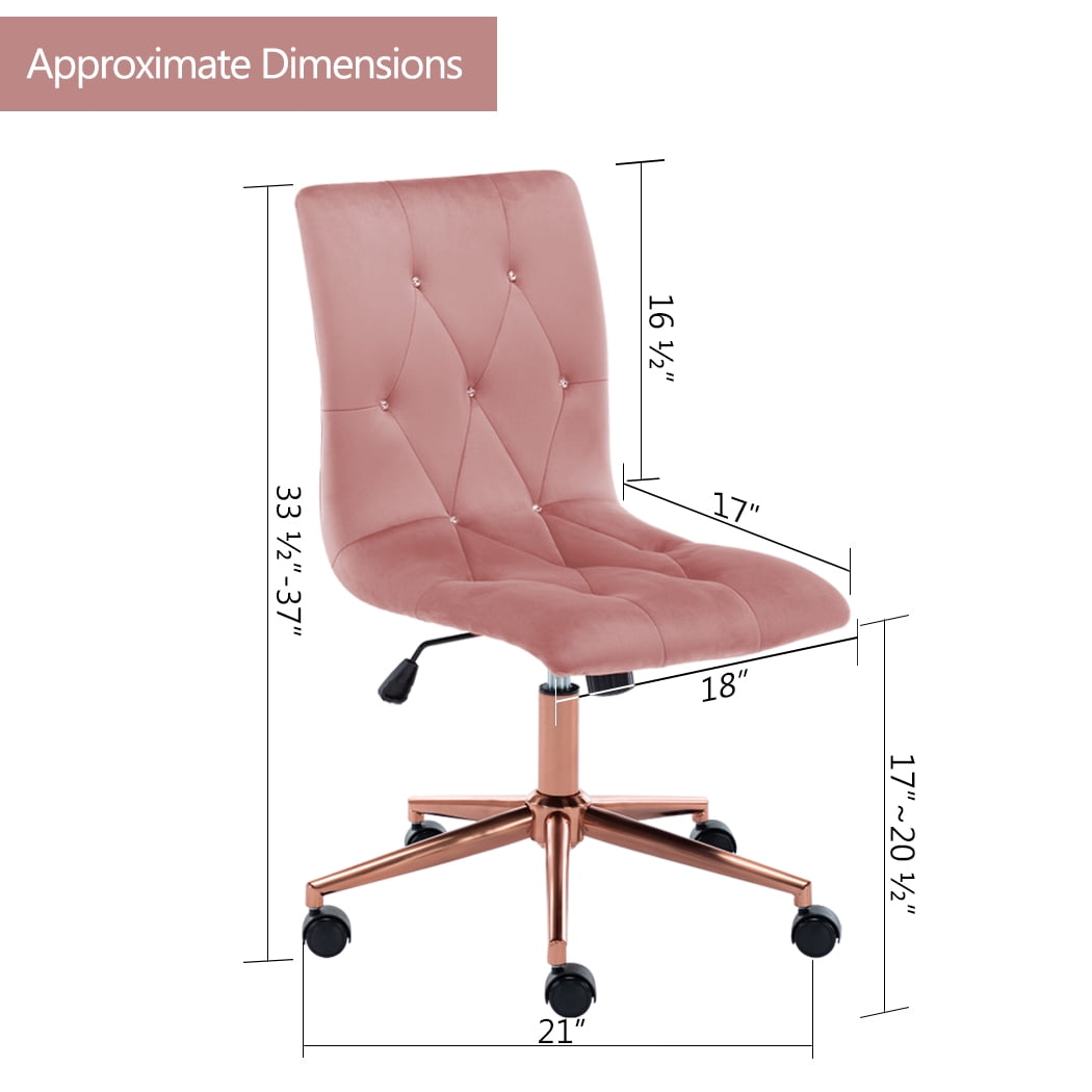 Duhome Velvet Armless Home Office Chair Diamond Tufted High Back Adjustable Swivel Task Computer Executive Chairs Pink Walmart Com Walmart Com