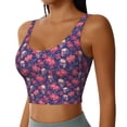 thumbnail image 2 of Rateoe red Skull flower Print Womens' Sports Bras Scoop Neck Sports Vest- Padded U Back Seamless High Impact Support, 2 of 7