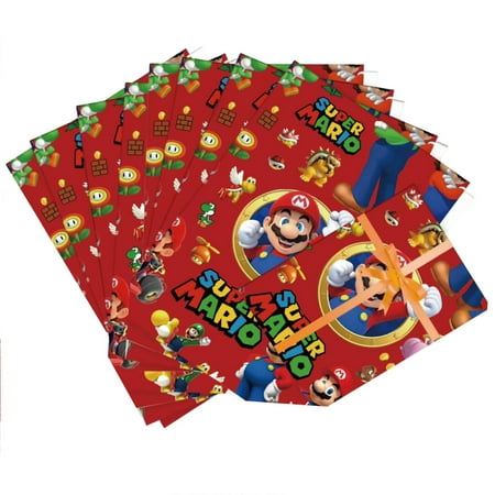10pcs Mario Gift Wrapping Paper 19.6" x 27.5" Kraft Paper Wrapping Paper Sheets Pack for Birthday Gift, Mario Party Decoration