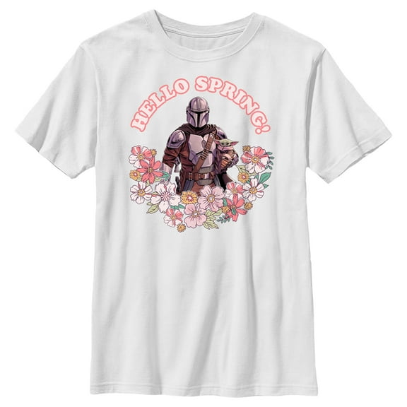 Boy's Star Wars: The Mandalorian Hello Spring Graphic Tee White X Small