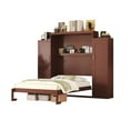 thumbnail image 6 of Queen Size Murphy Bed with 2 Wardrobe and Storage Shelf, Wall Bed Frame Folding into Cabinet Design, Multifunctional Foldable Platform Bed for Guest-Room, Bedroom, Walnut, 6 of 10