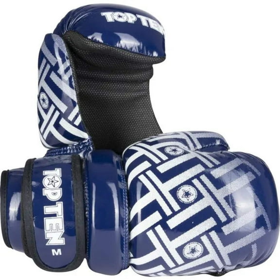 TOP TEN Glossy Blue/White Prism Pointfighter Open-Hand Gloves