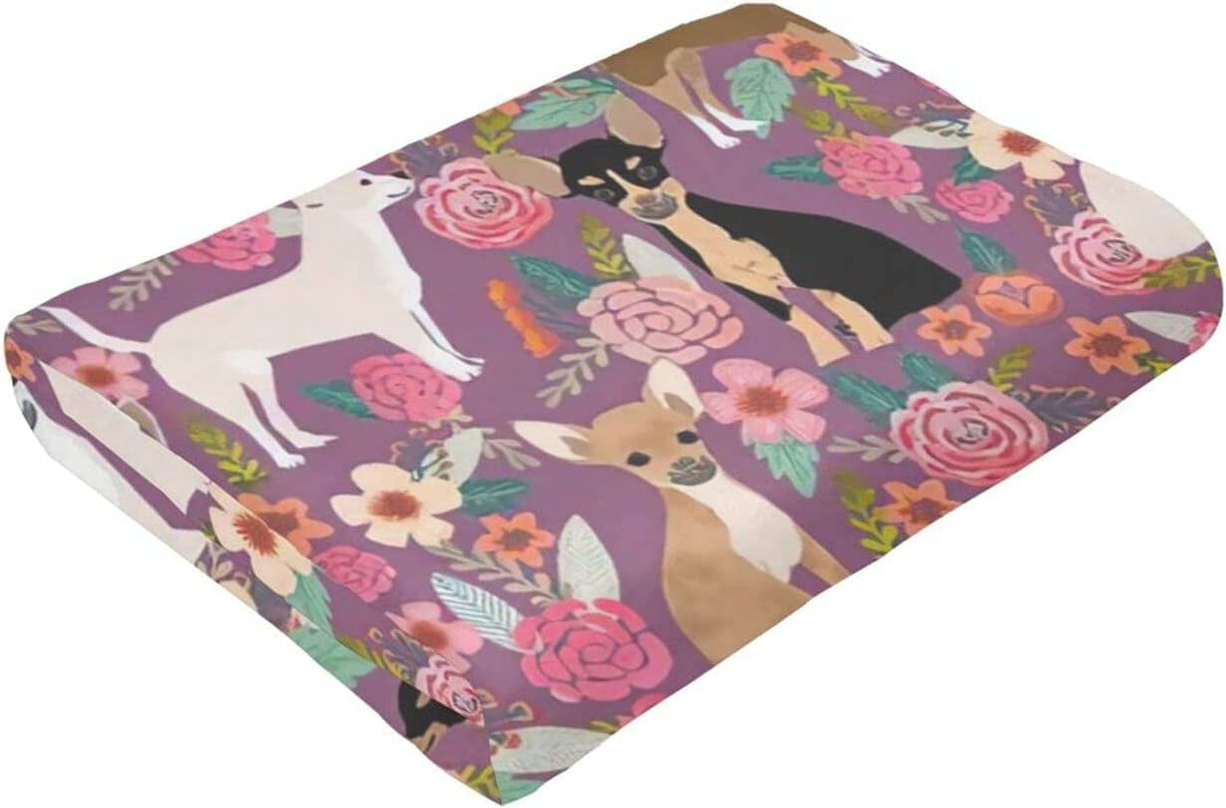 Newhomestyle 3D Flannel Plush Throw Blanket, 80"x60" Chihuahua Dog Breed Floral Pet Gifts Perfect Present Pattern, Super Cozy Air Conditioning Blanket
