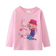 thumbnail image 5 of HILEELANG Girls Long Sleeve Graphic T-Shirts, 3-Pack Soft Cotton Crewneck Tees with Girl, Rainbow and Unicorn Prints, Pink Navy Yellow Sizes 2T-12, 5 of 6