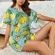 thumbnail image 4 of Fotbe Lemon Conjunto de Pijama Estampado para Mujer, 2 Piezas, Ropa de Dormir con Camiseta de Manga Corta y Shorts Suaves-Large, 4 of 6