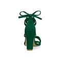 thumbnail image 2 of BLISSFUL STEP Women's Sandals High Block Heels Solid Color Lace up Sandals Green 7.5, 2 of 7