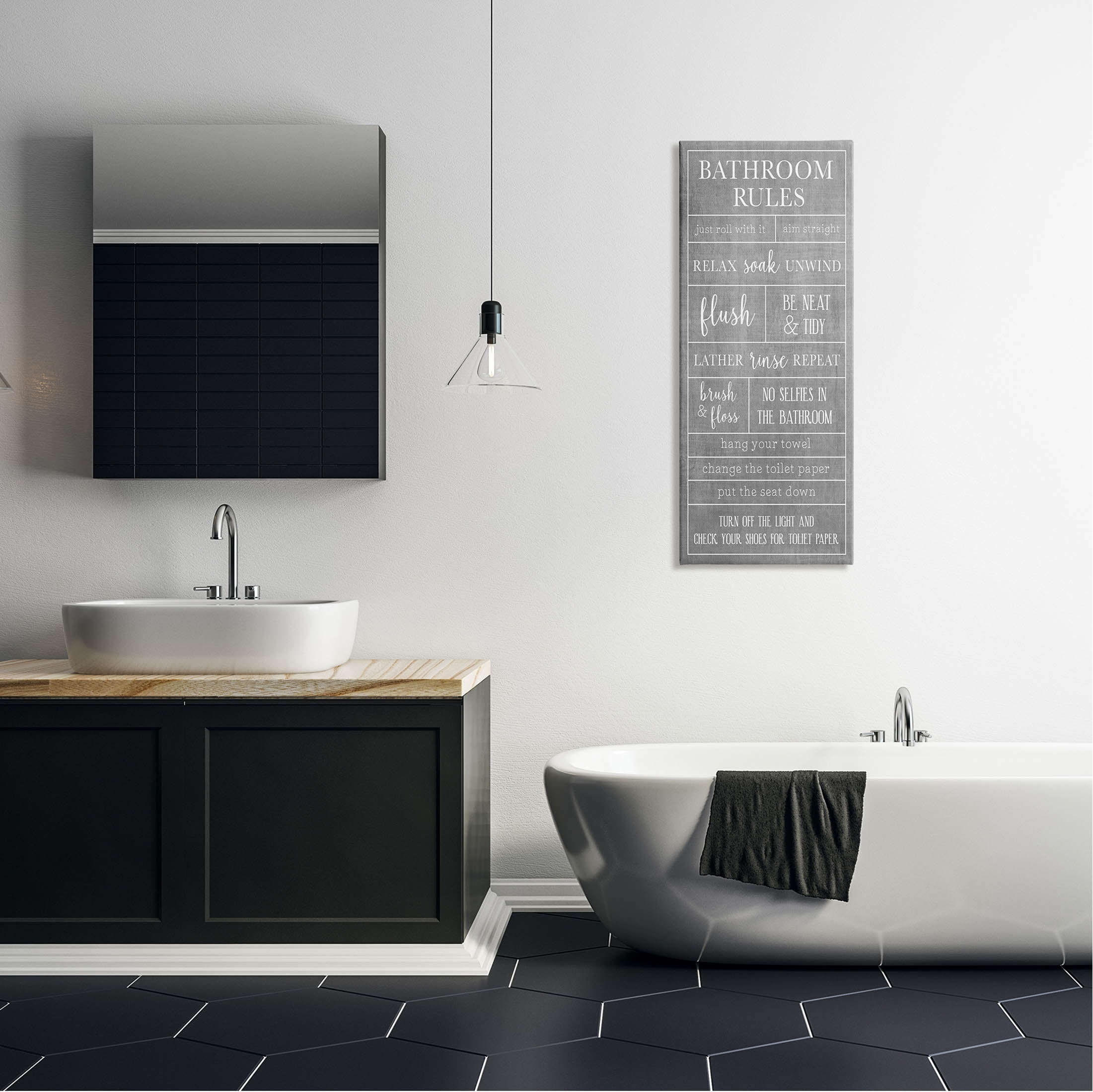 Stupell Industries Varied Bathroom Rules Graphic Art Gallery Wrapped Canvas Print Wall Art, Design by Natalie Carpentieri