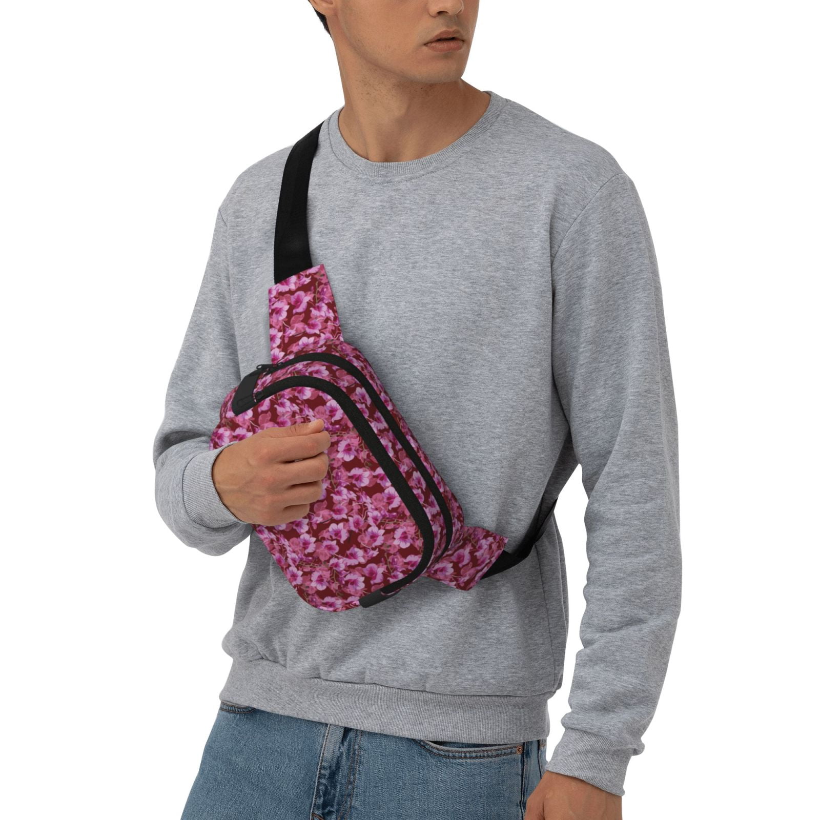 Picia Orchids Flowers Print Square Double-Layer Waist Bag Mini Adjustable Waist Belt Bag Exercise Running Travel Hiking
