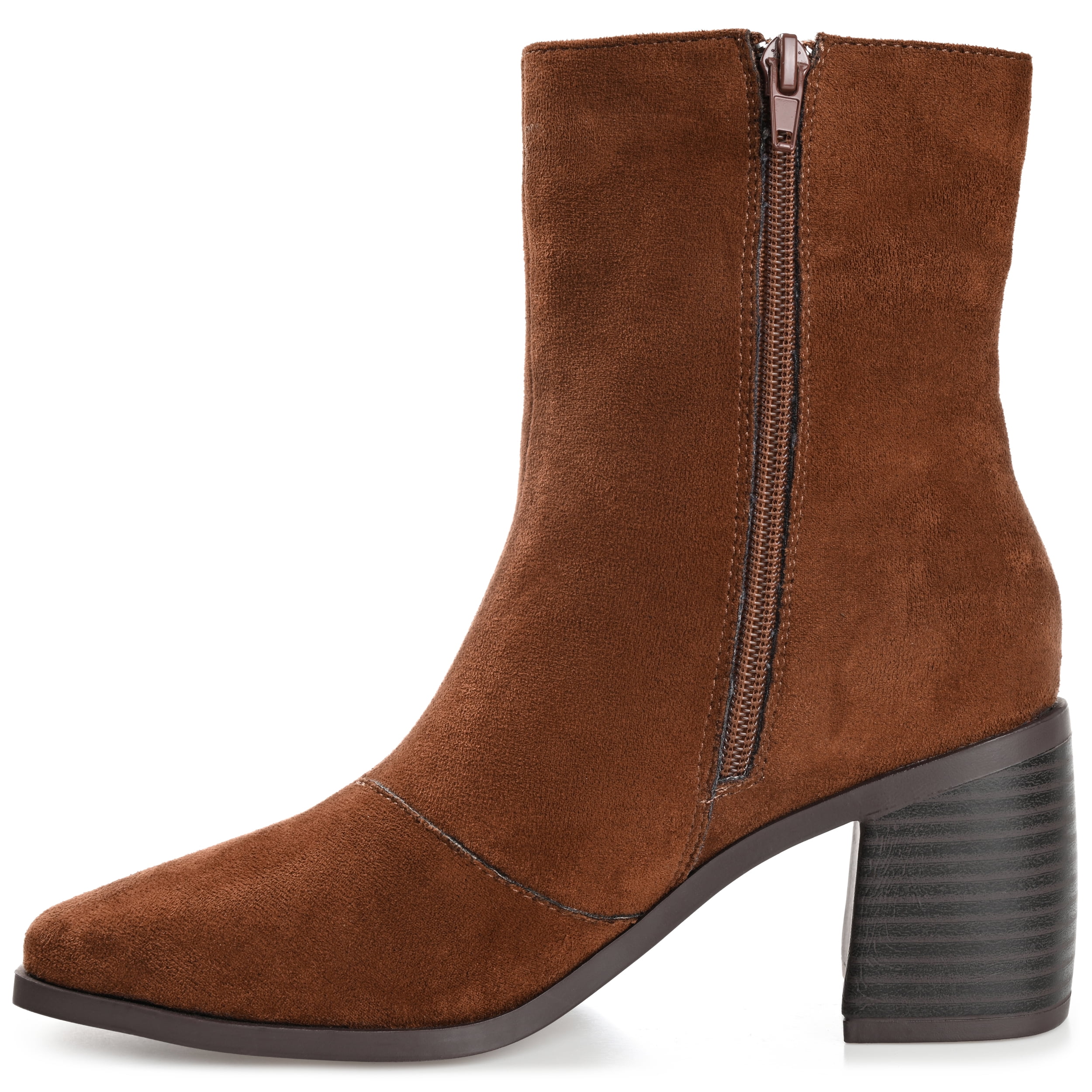 Journee Womens Sloann Inside Zip Stacked Heel Booties