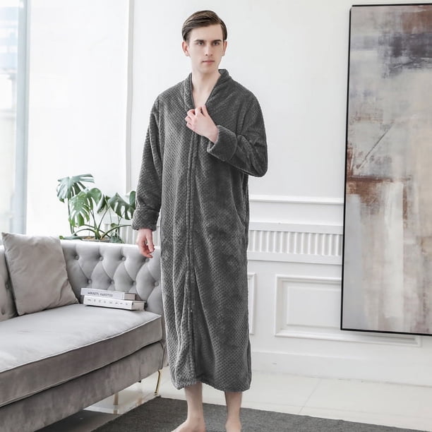 Camisón de franela de otoño e invierno para mujer, camisón de cuadros de piña alargado y grueso, bata de baño para pareja, pijamas para hombre, ropa de casa