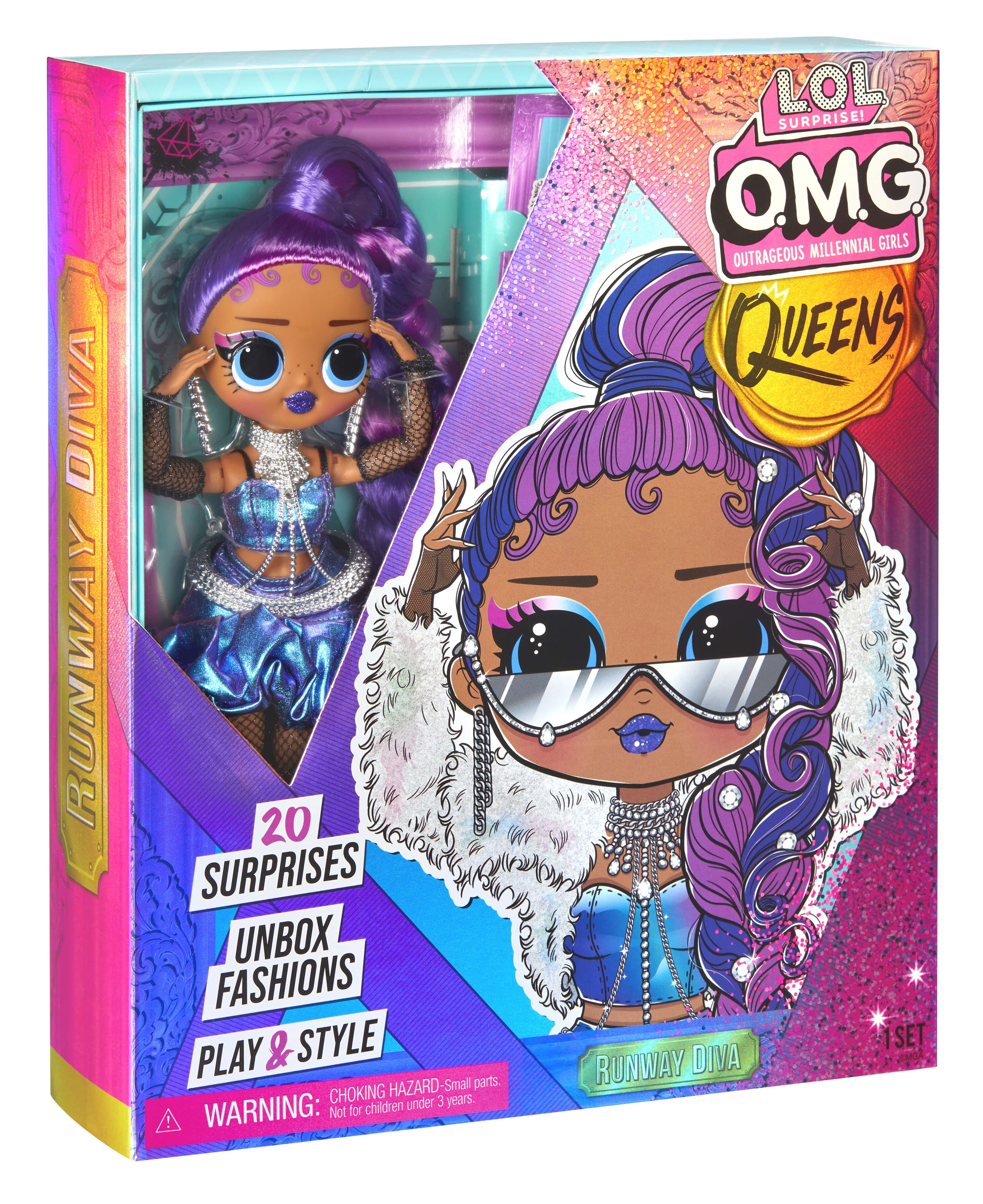 LOL Surprise OMG Queens Sways fashion doll with 20 Surprises Including  Outfit and Accessories for Fashion Toy Girls Ages 3 and up, 10-inch doll 