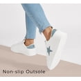 thumbnail image 4 of LUCKY STEP Stylish Star Low Top Lace Up Sneaker Comfort Walking Shoes,White/Denim Blue PU,Womens, 4 of 10